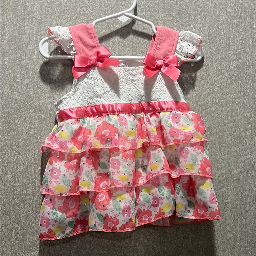 Floral Pink and White Kids Tank Top